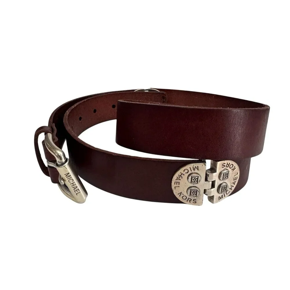 Michael Kors Vintage Full Grain Leather‎ Brown Concho Men’s Belt Large Western